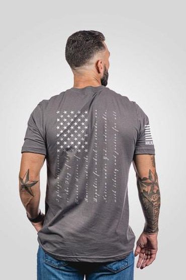 Nine Line The Pledge Short Sleeve T-Shirt in heavy metal grey from back